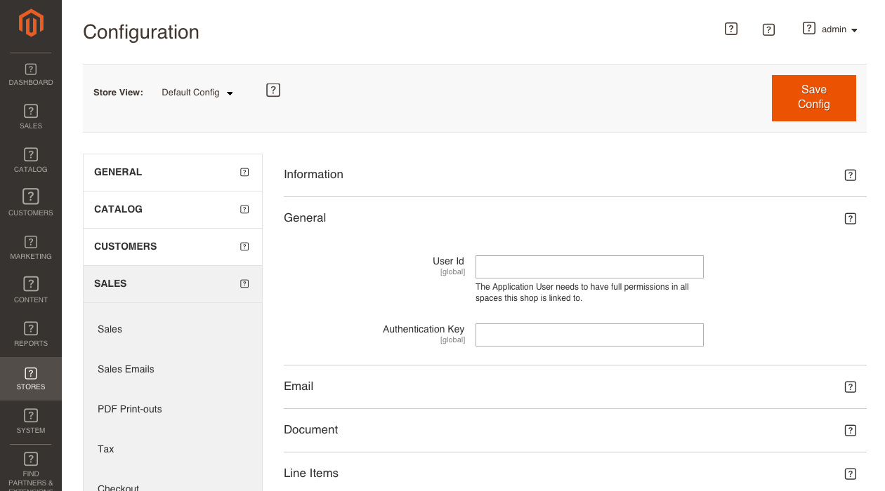 application user configuration