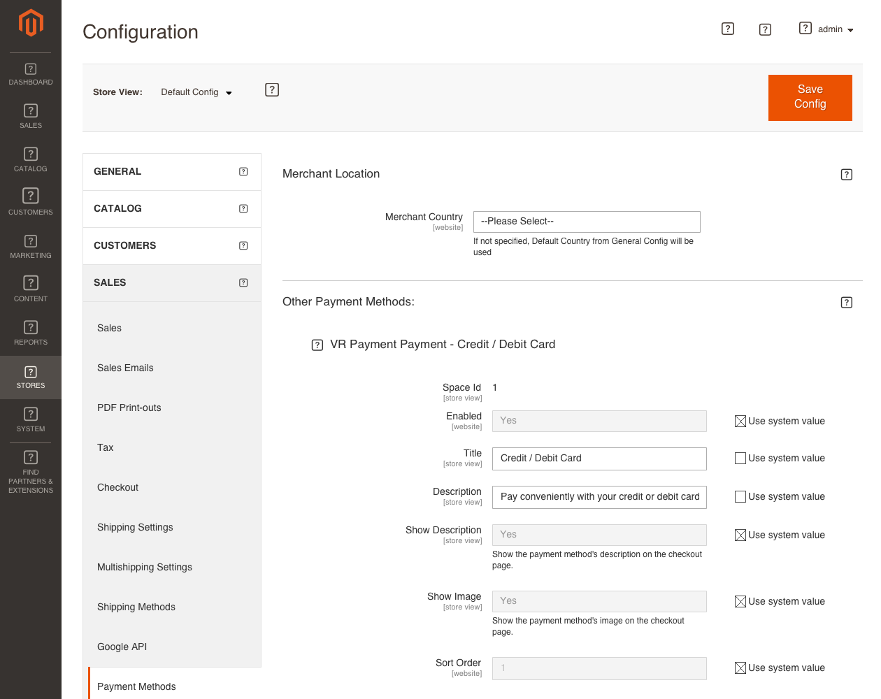payment method configuration