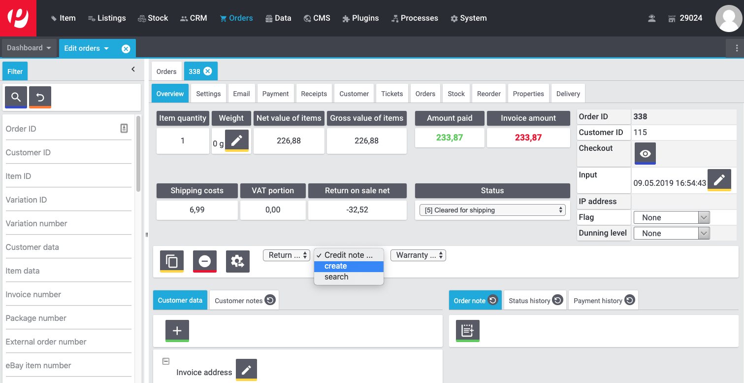 plentyMarkets refund