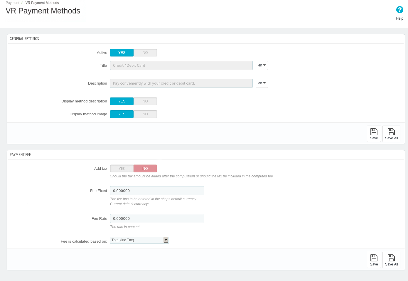Method Settings